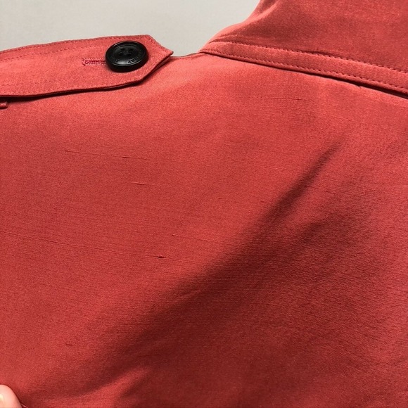 Burberry Kensington Pink Silk Trench Coat Womens 14 Double Breasted - Picture 8 of 16